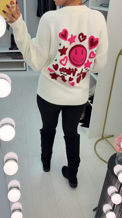 Vaya 'Good Vibes' Slogan Crew Neck Knit Jumper