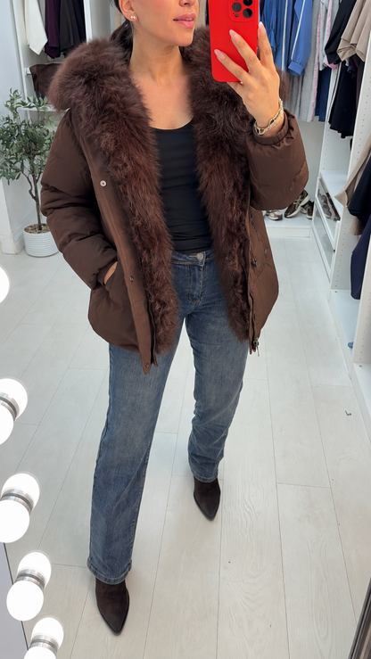 Fenella Faux Fur Hooded Toggle Waist Coat