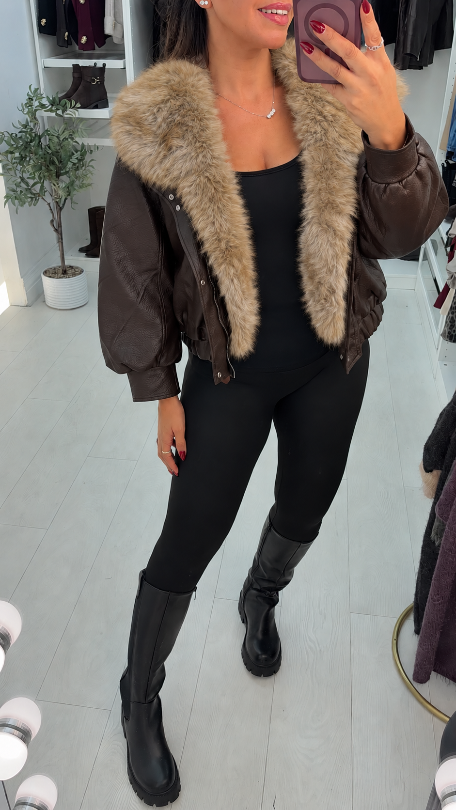 Elisabeth Faux Fur & Leather Jacket