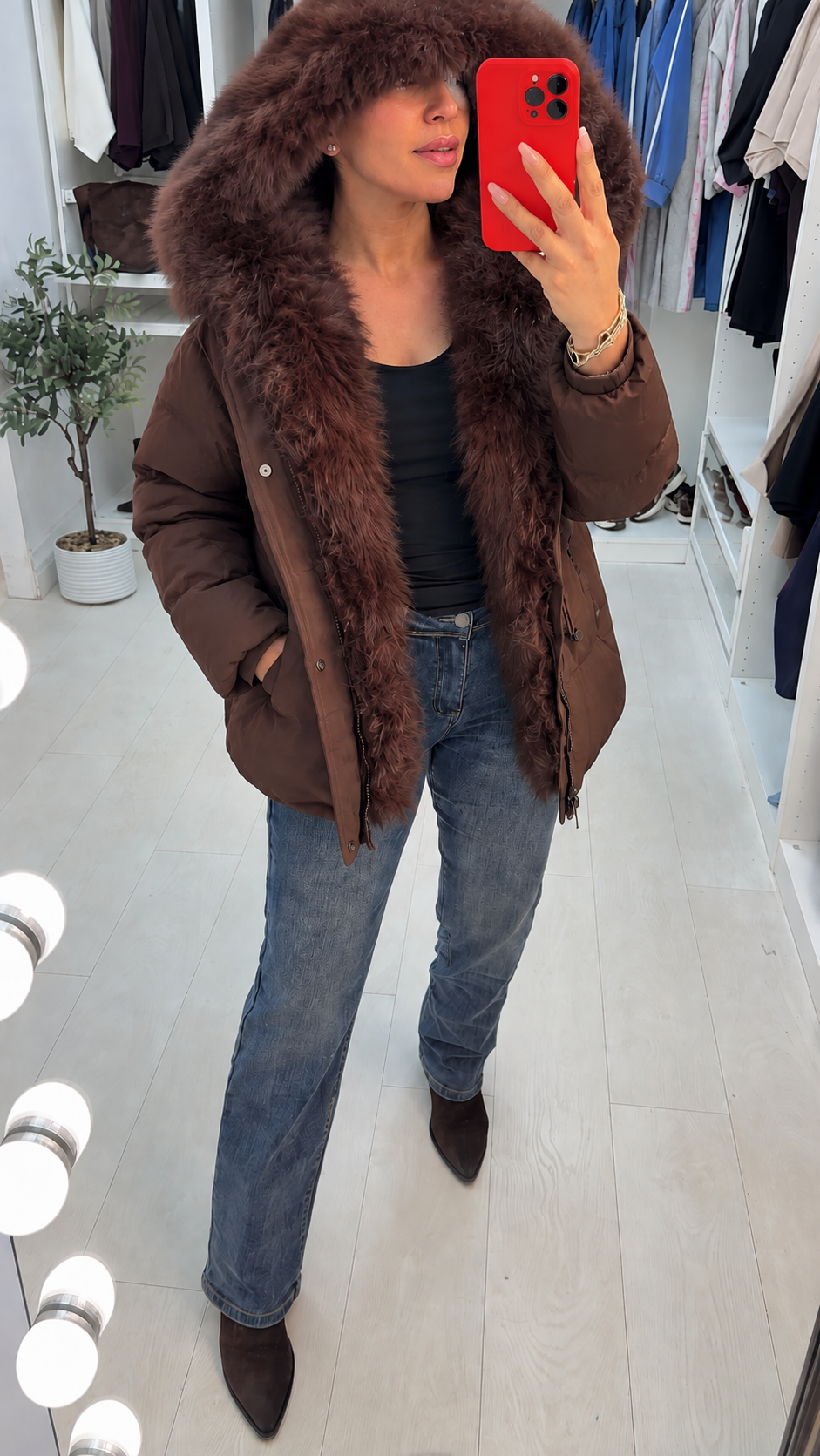 Fenella Faux Fur Hooded Toggle Waist Coat