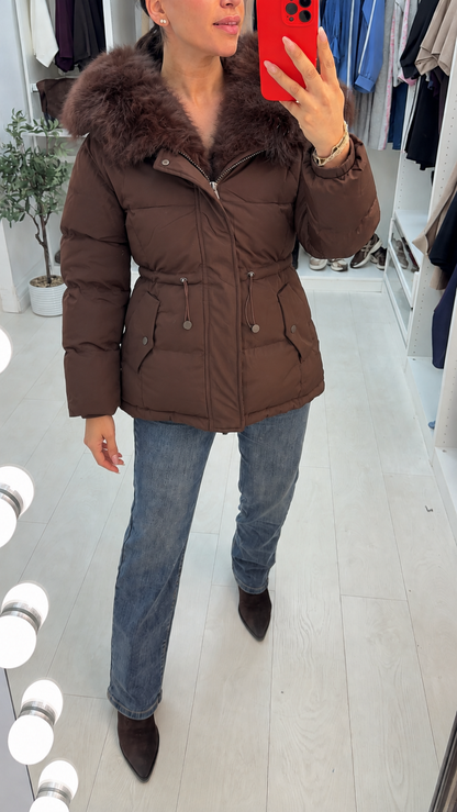 Fenella Faux Fur Hooded Toggle Waist Coat