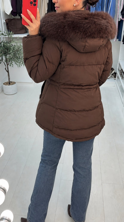 Fenella Faux Fur Hooded Toggle Waist Coat