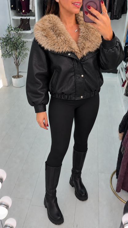 Elisabeth Faux Fur & Leather Jacket