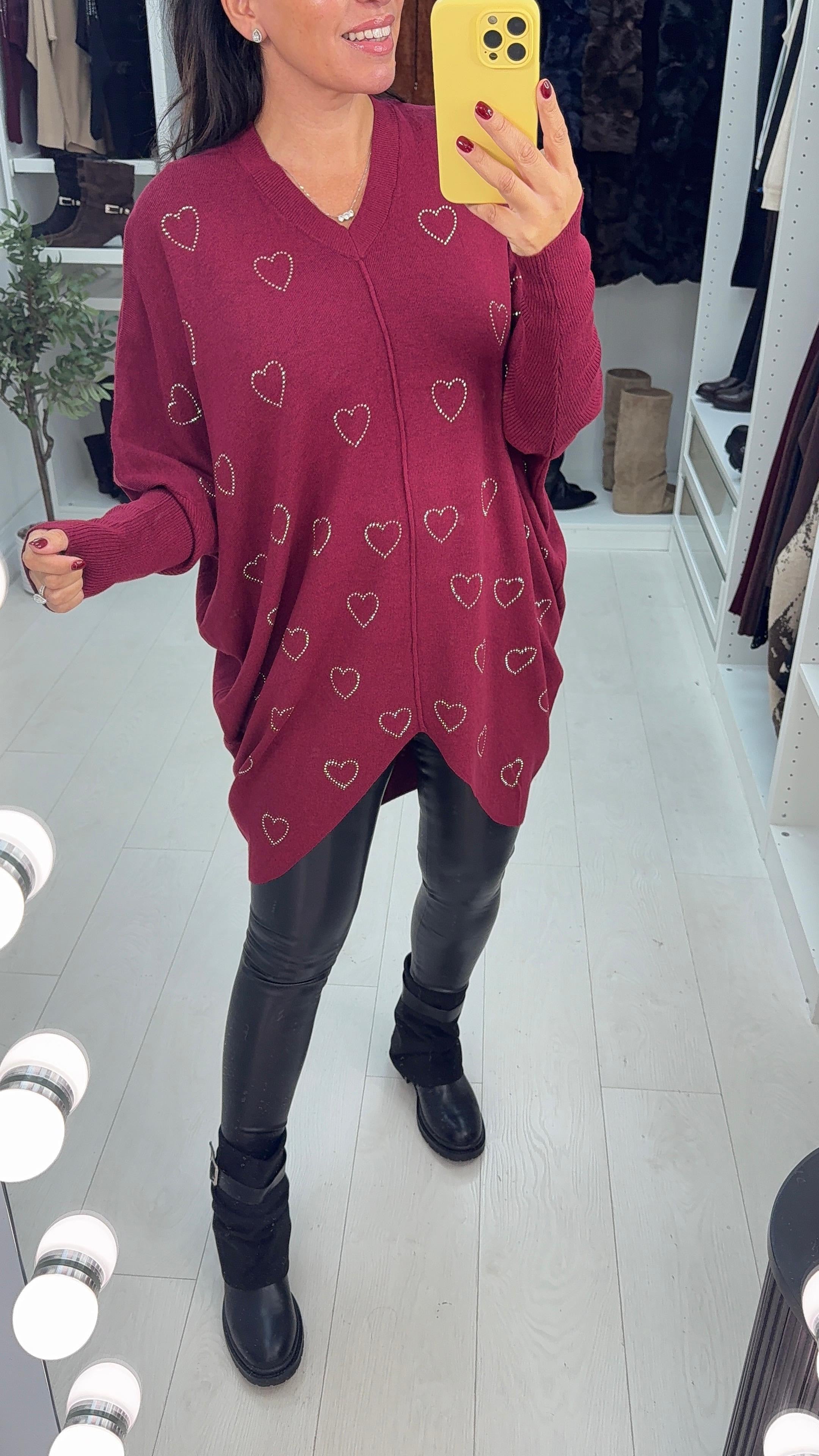 Antonella Diamante Heart Detail Loose Fit Jumper