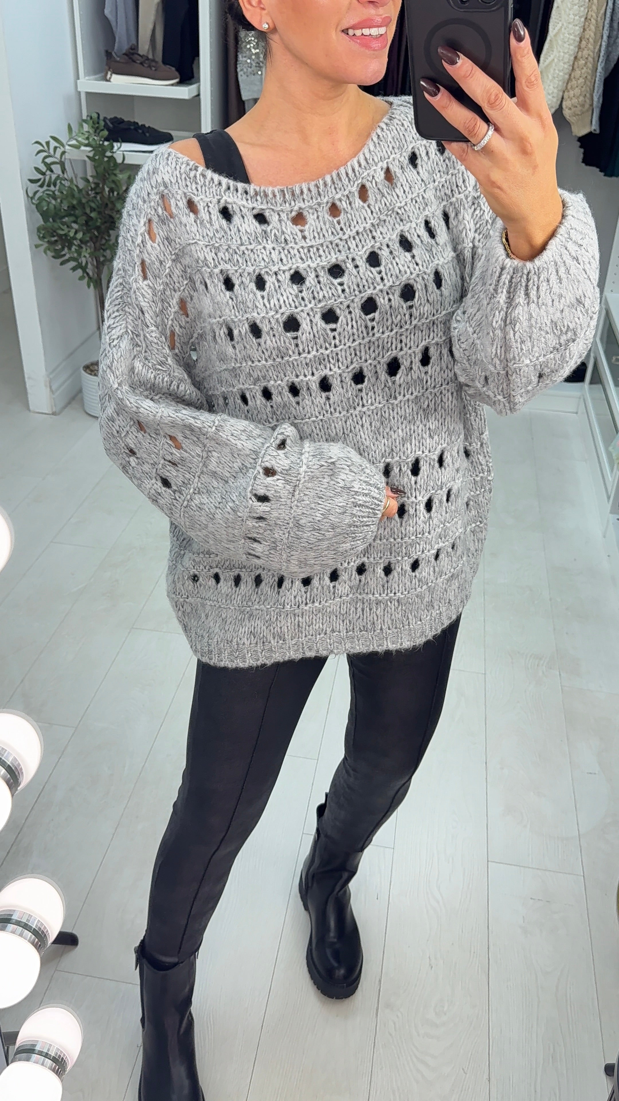 Cienna Chunky Eyelit Stitch Knit Jumper