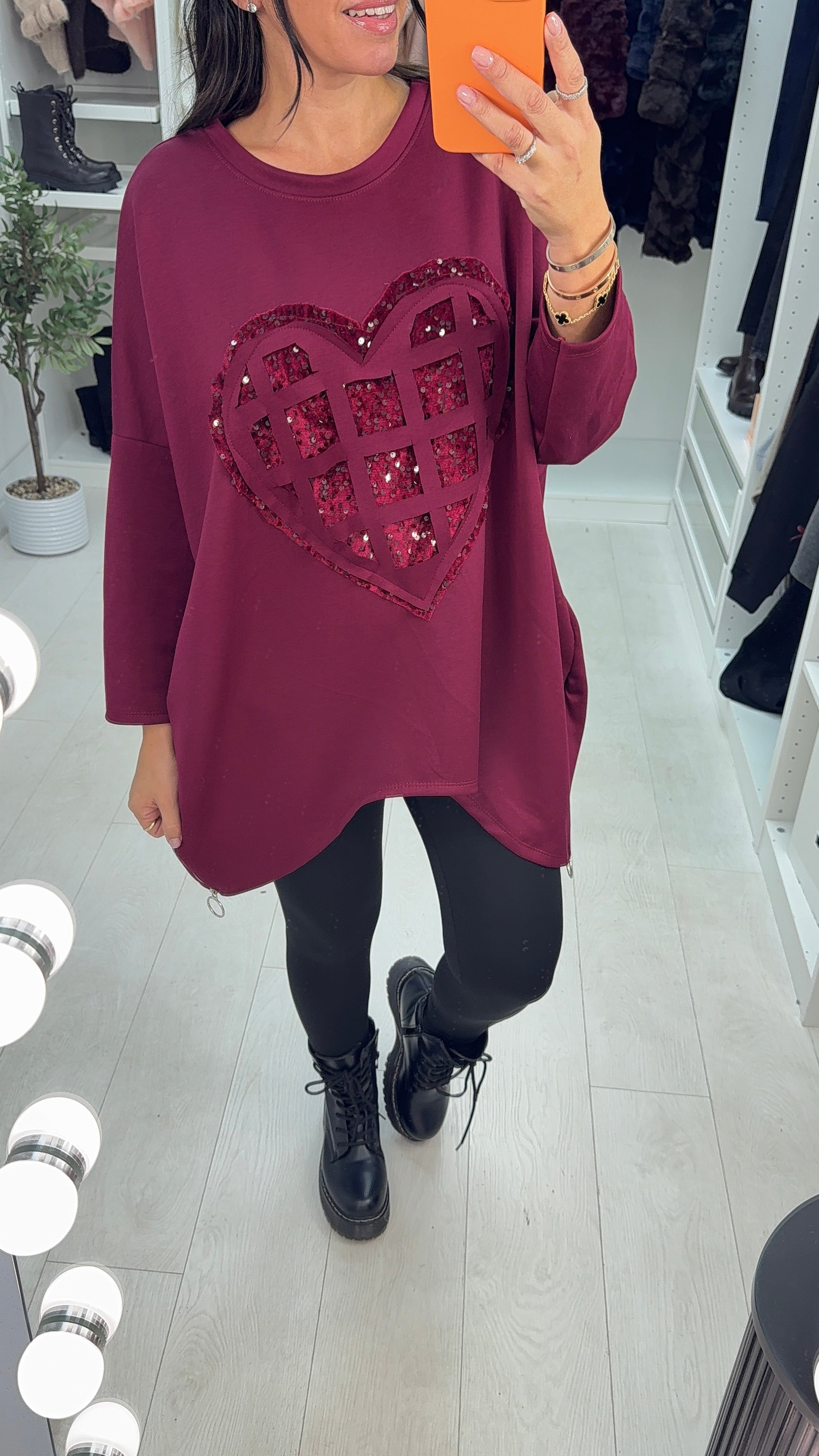 Avril Embellished Heart Loose Fit Sweatshirt