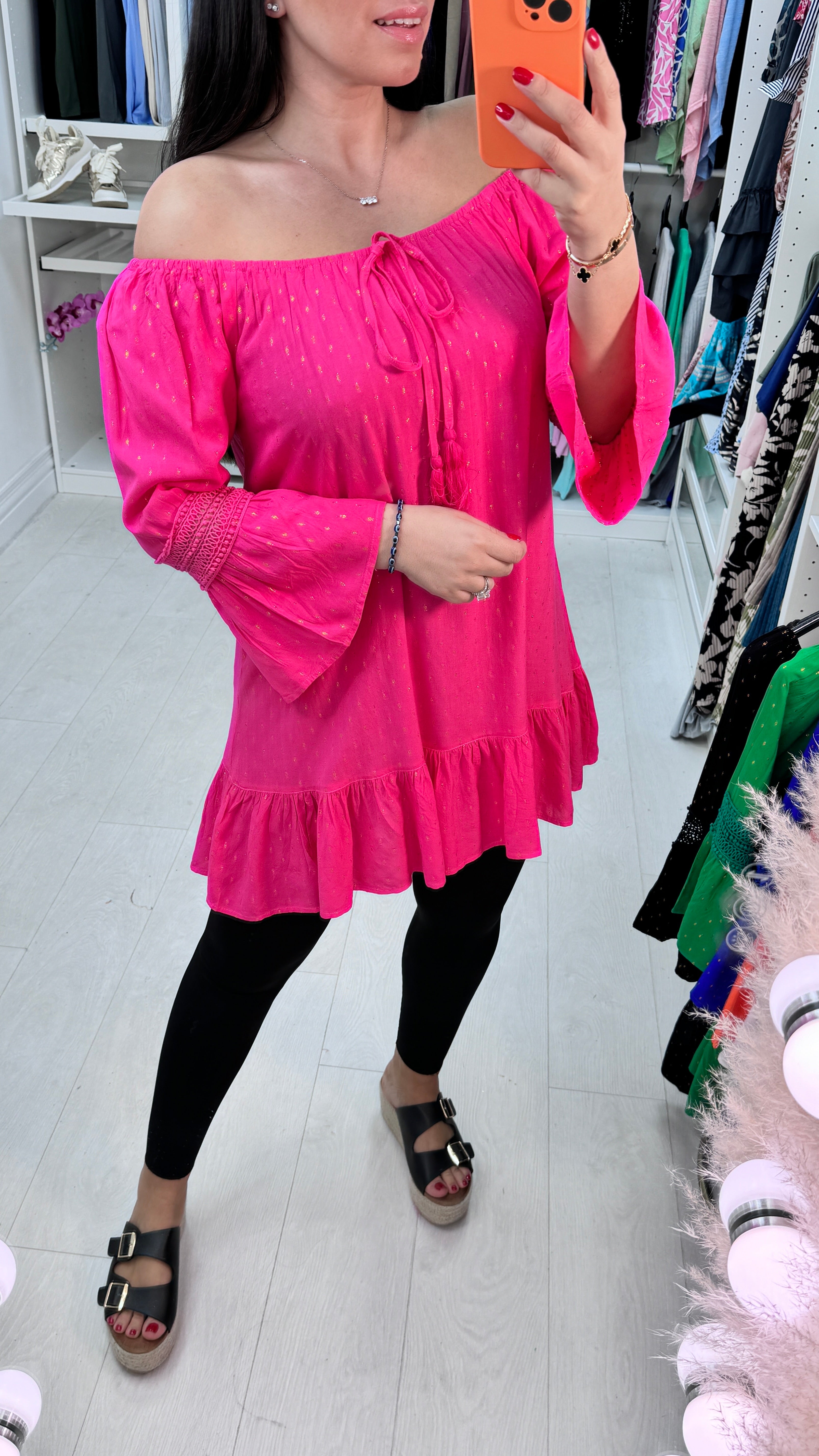 Gabrielle Crochet And Speckle Detail Bardot Top