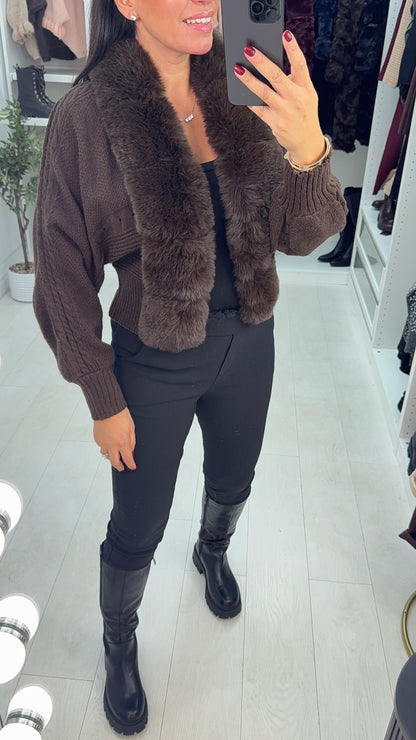 Elisa Faux Fur Open Front Cardigan