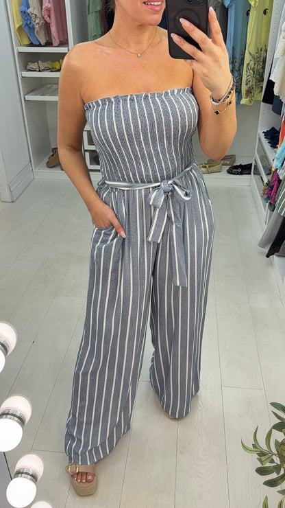 Teagan Striped Elasticated Bust Wide Leg Jumpsuit