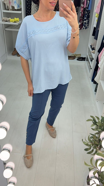 Charley Plain Lace Detailed Loose Fit Top