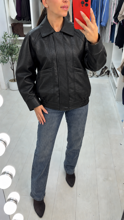 Gina Zip Front Faux Leather Jacket