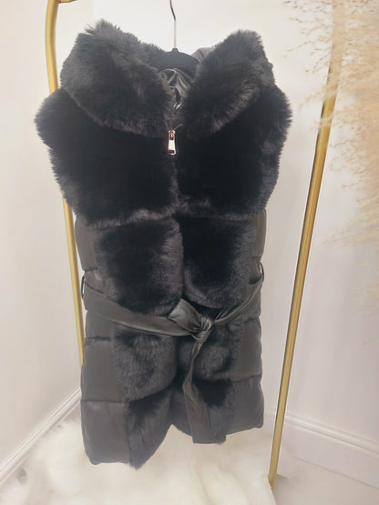 Milly Kids Black Hooded Gilet