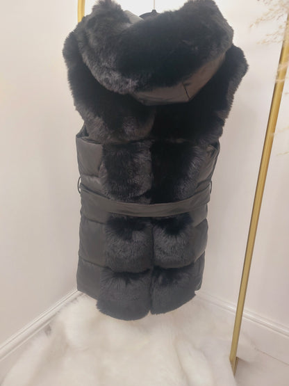 Milly Kids Black Hooded Gilet