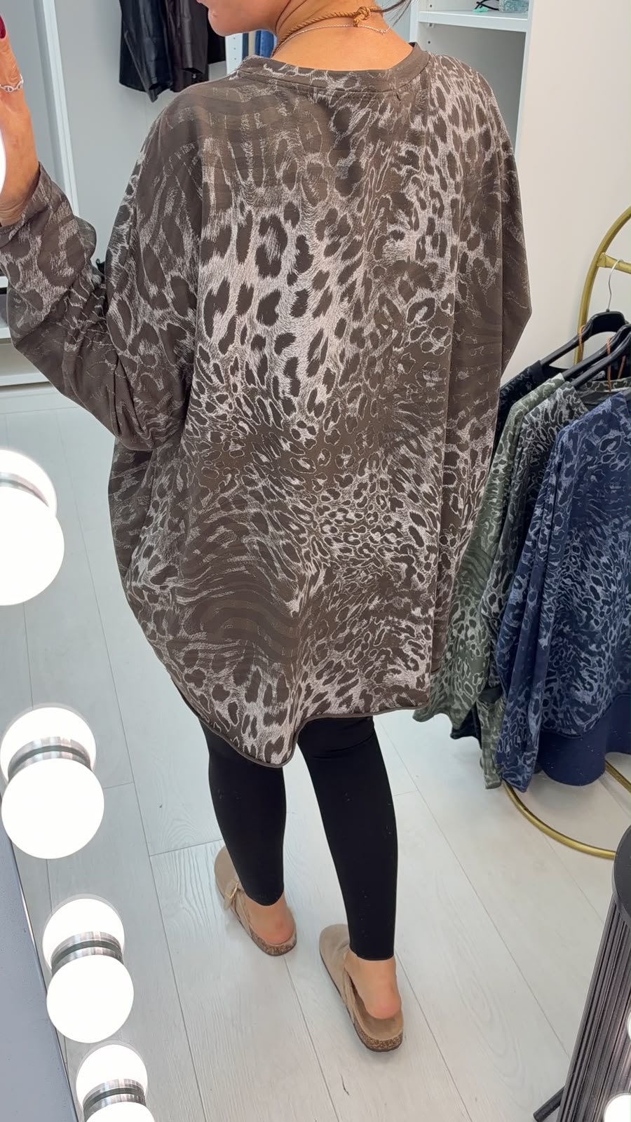 Everlie Animal Print Dipped Hem Necklace Top