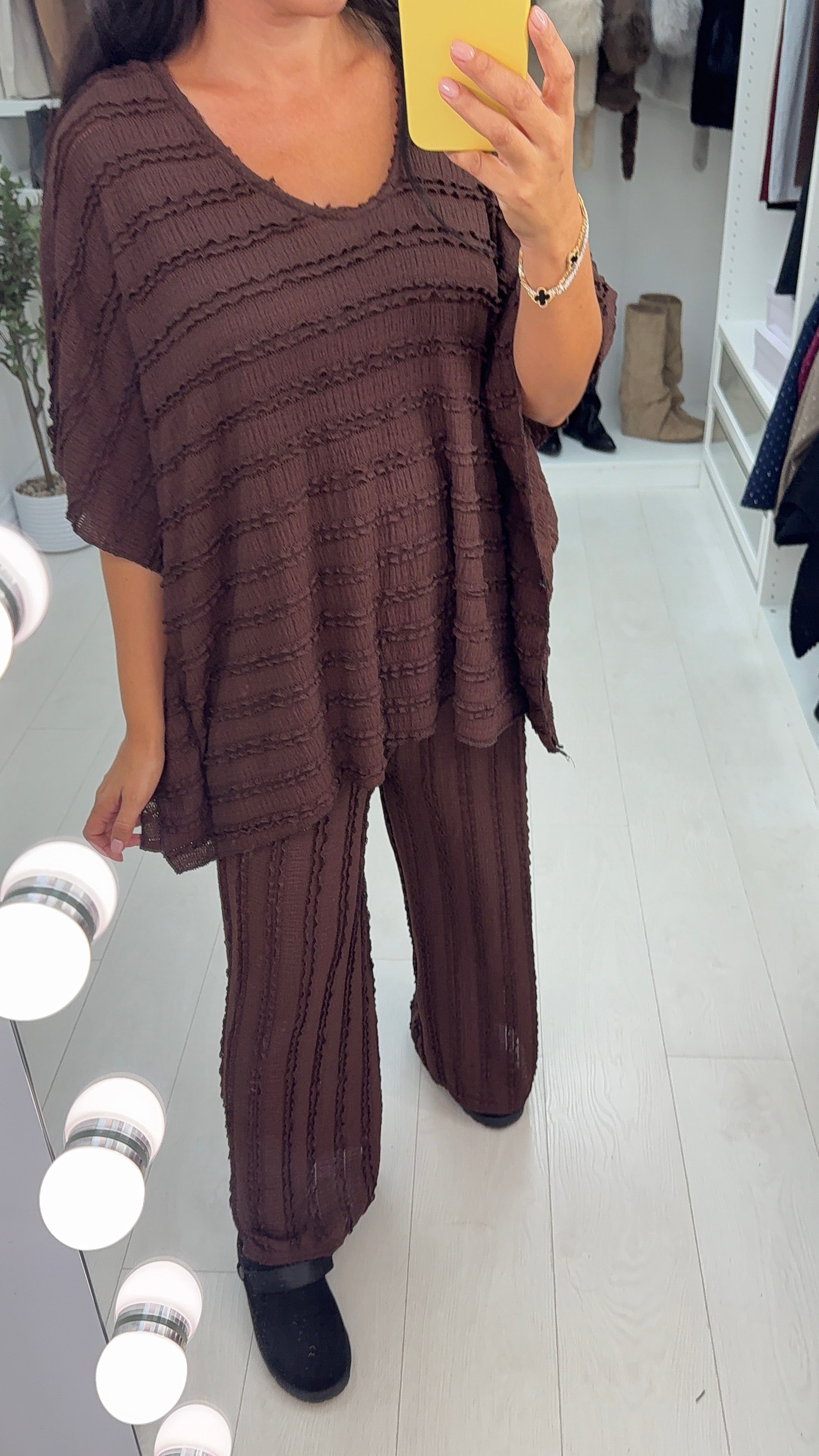 Andrea Plain Textured Loose Fit Co-Ord Set