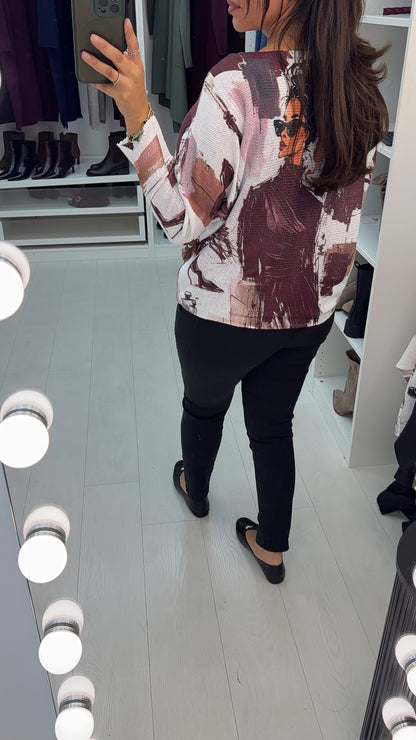Candella Paris Print Batwing Top