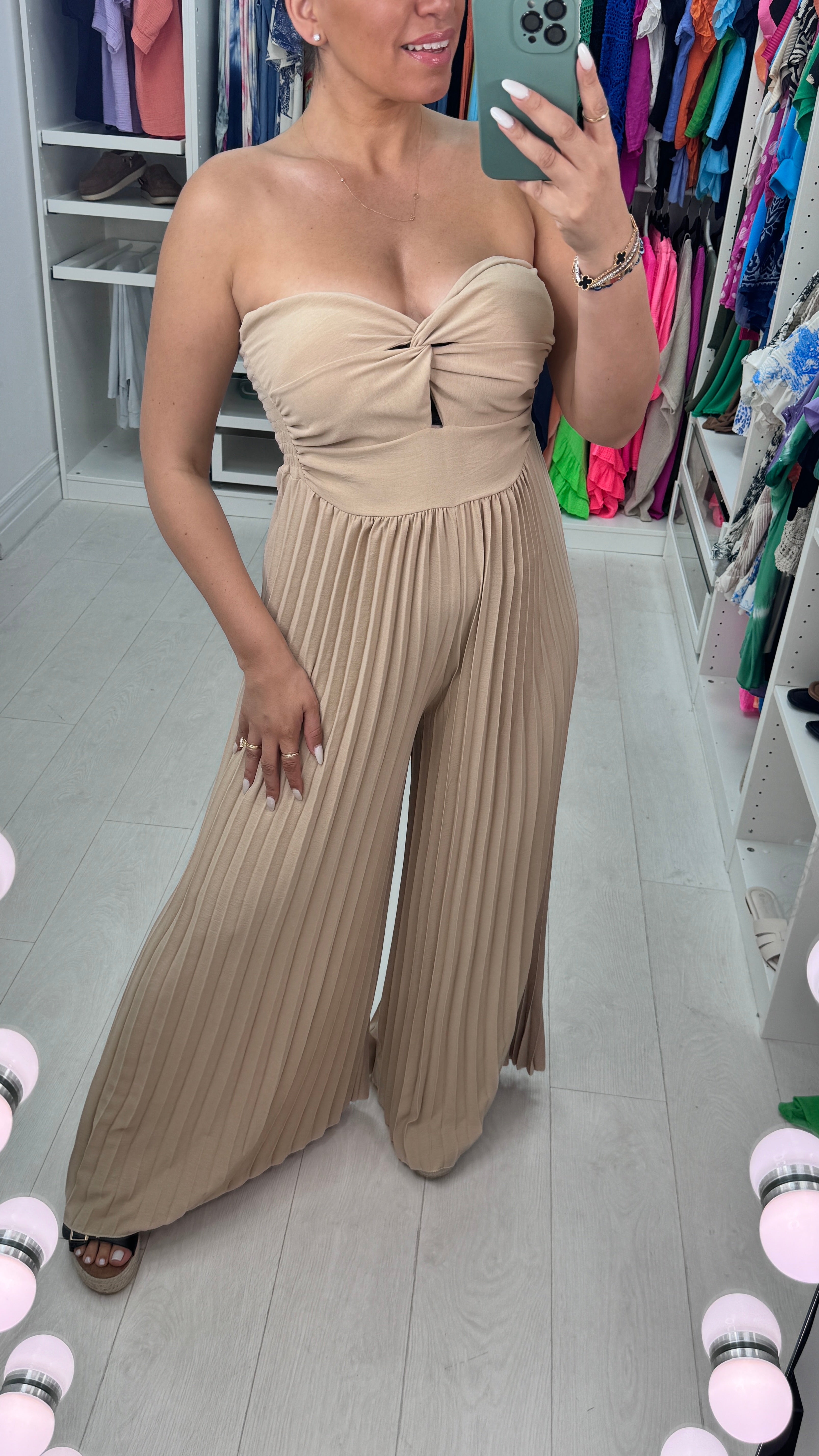 Agostina Pleated Jumpsuit With Padded Bust