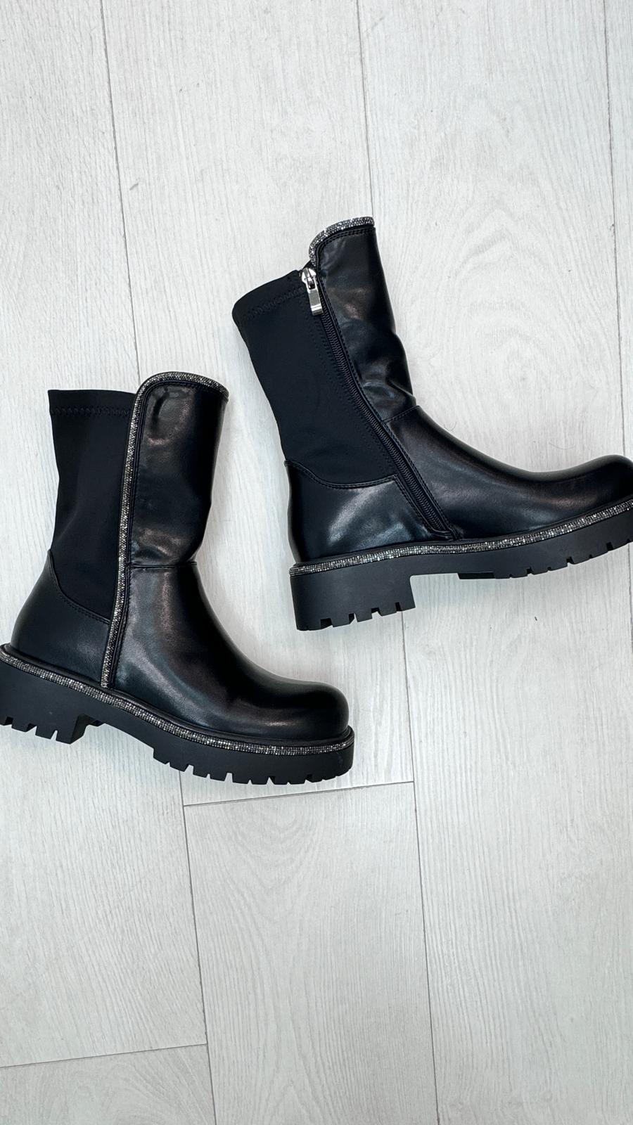 Jovi Diamante Trim Detail Ankle Boots