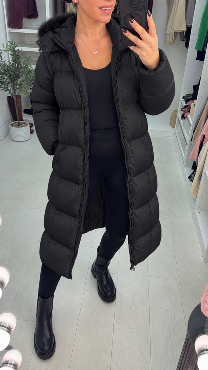 Lilla Faux Fur Hooded Padded Coat