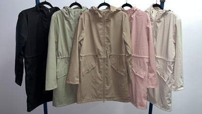 Benita Longline Zip Front Hooded Raincoat