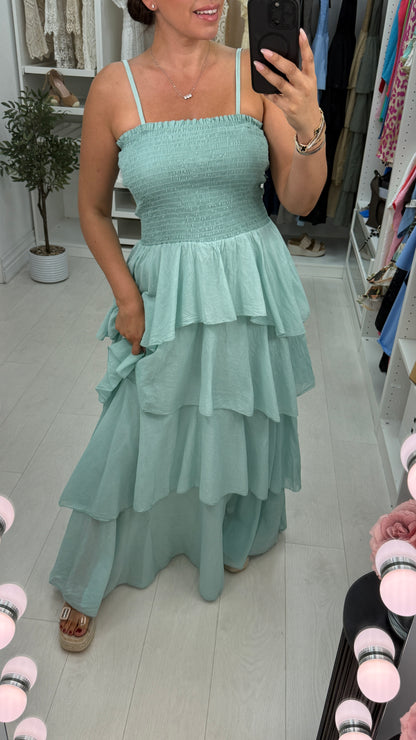 Dovina Strappy Maxi Ruffle Dress