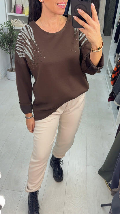 Trinnie Diamante Embellished Loose Fit Sweatshirt