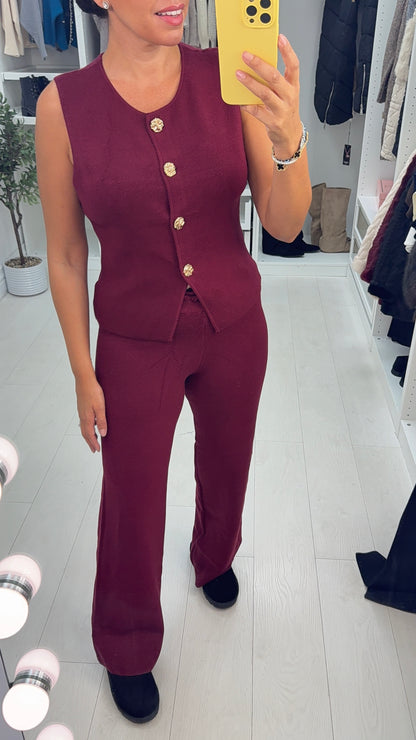 Oravella Plain Button Front Loungewear Set