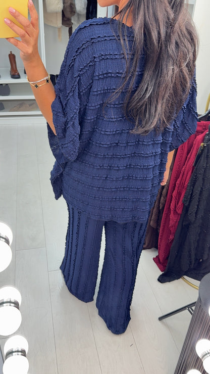 Andrea Plain Textured Loose Fit Co-Ord Set