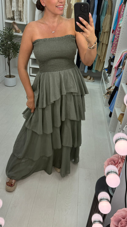 Dovina Strappy Maxi Ruffle Dress