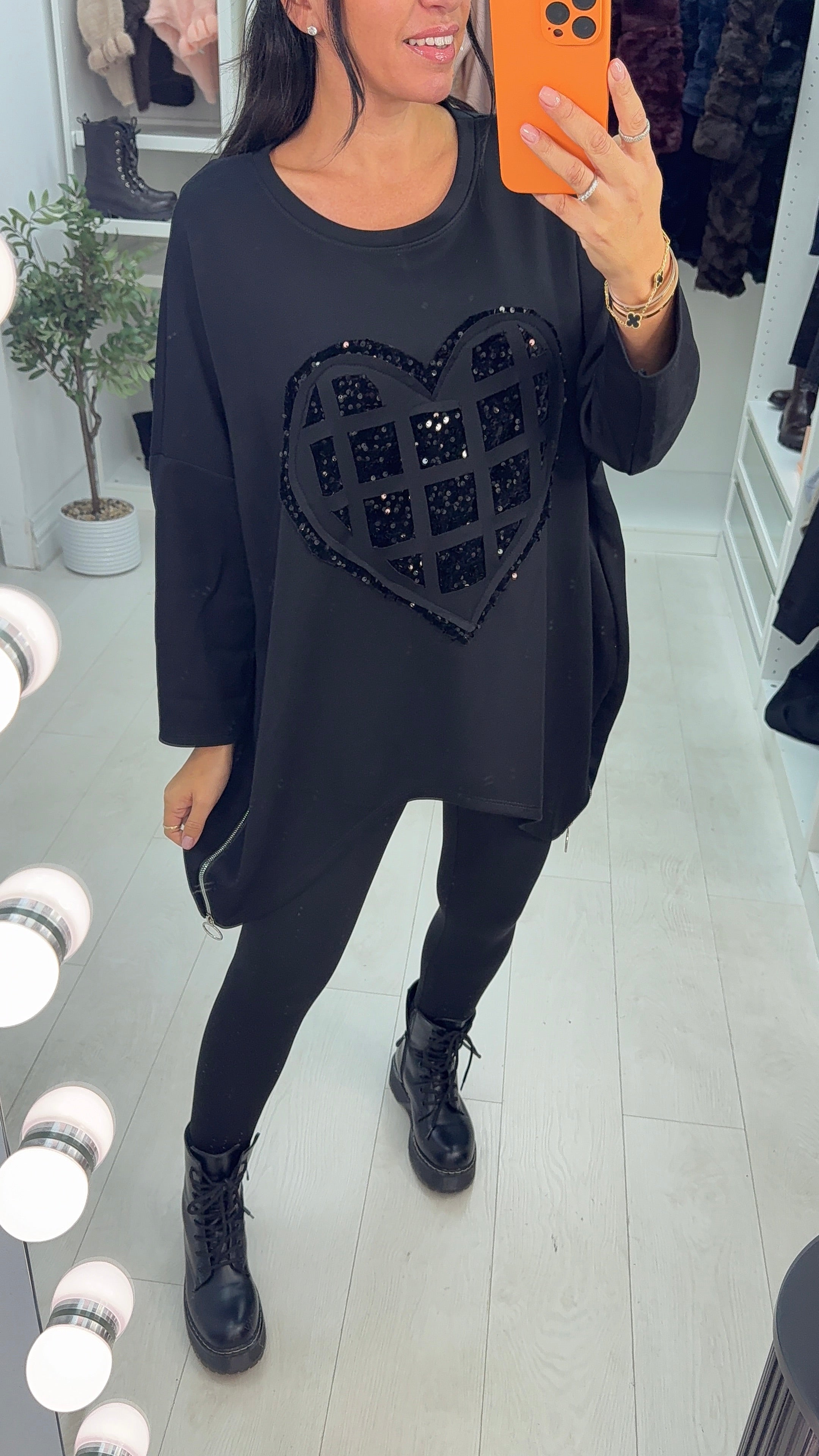 Avril Embellished Heart Loose Fit Sweatshirt
