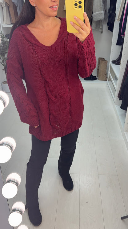 Luciana Plain Chunky Cable Knit Jumper