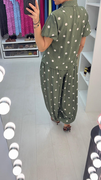 Kath Polka Dot shirt & Balloon Trouser Co-Ord Set