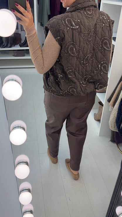 Ramina Embellished Paisley Print Lightweight Gilet
