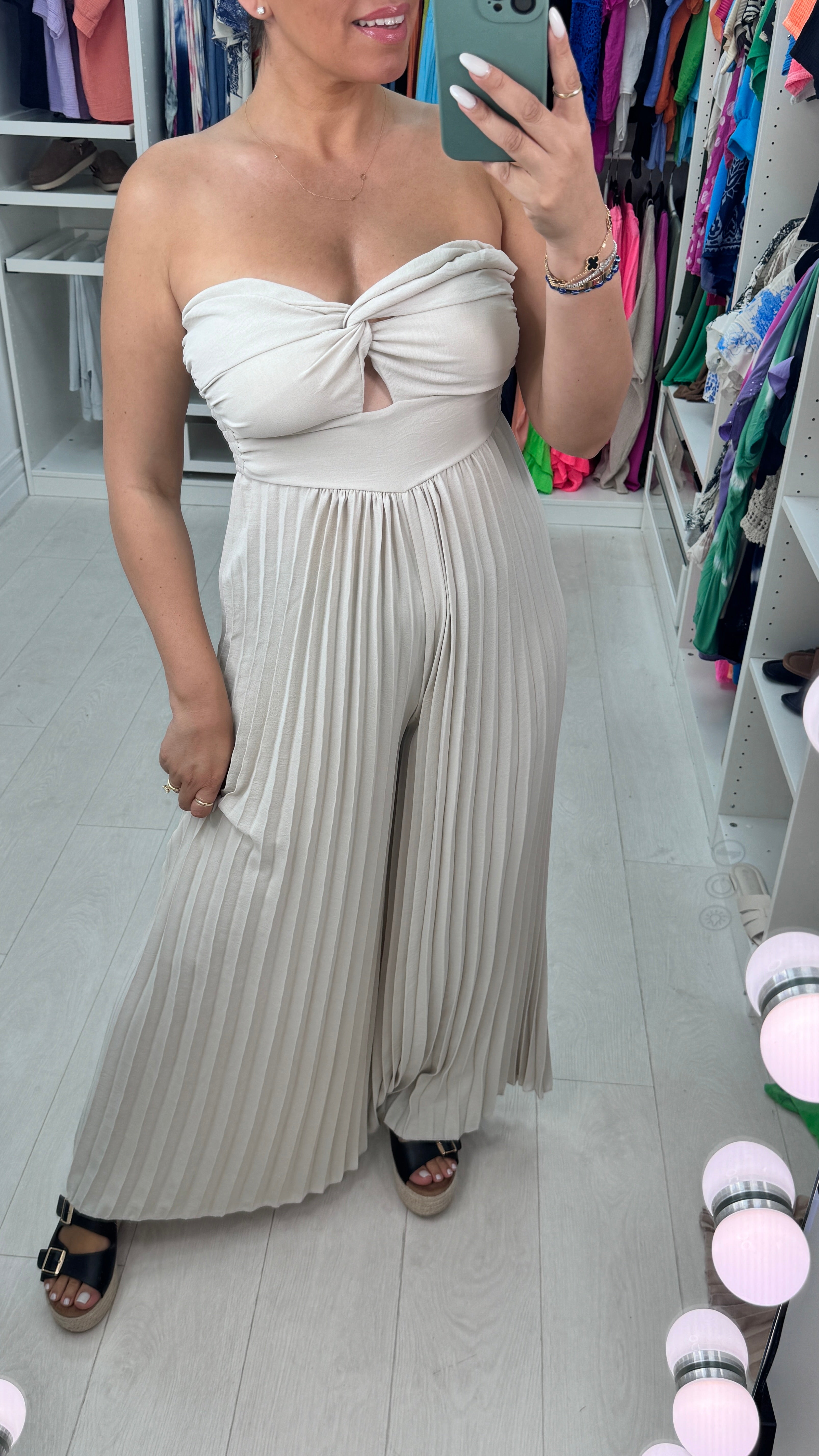 Agostina Pleated Jumpsuit With Padded Bust