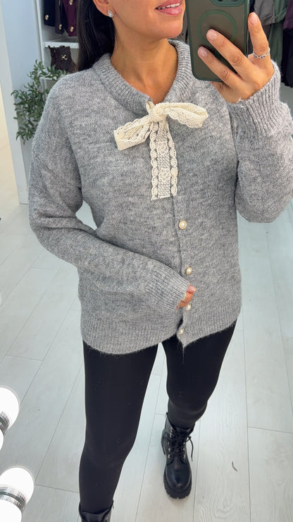 Elmira Plain Lace Detailed Cardigan