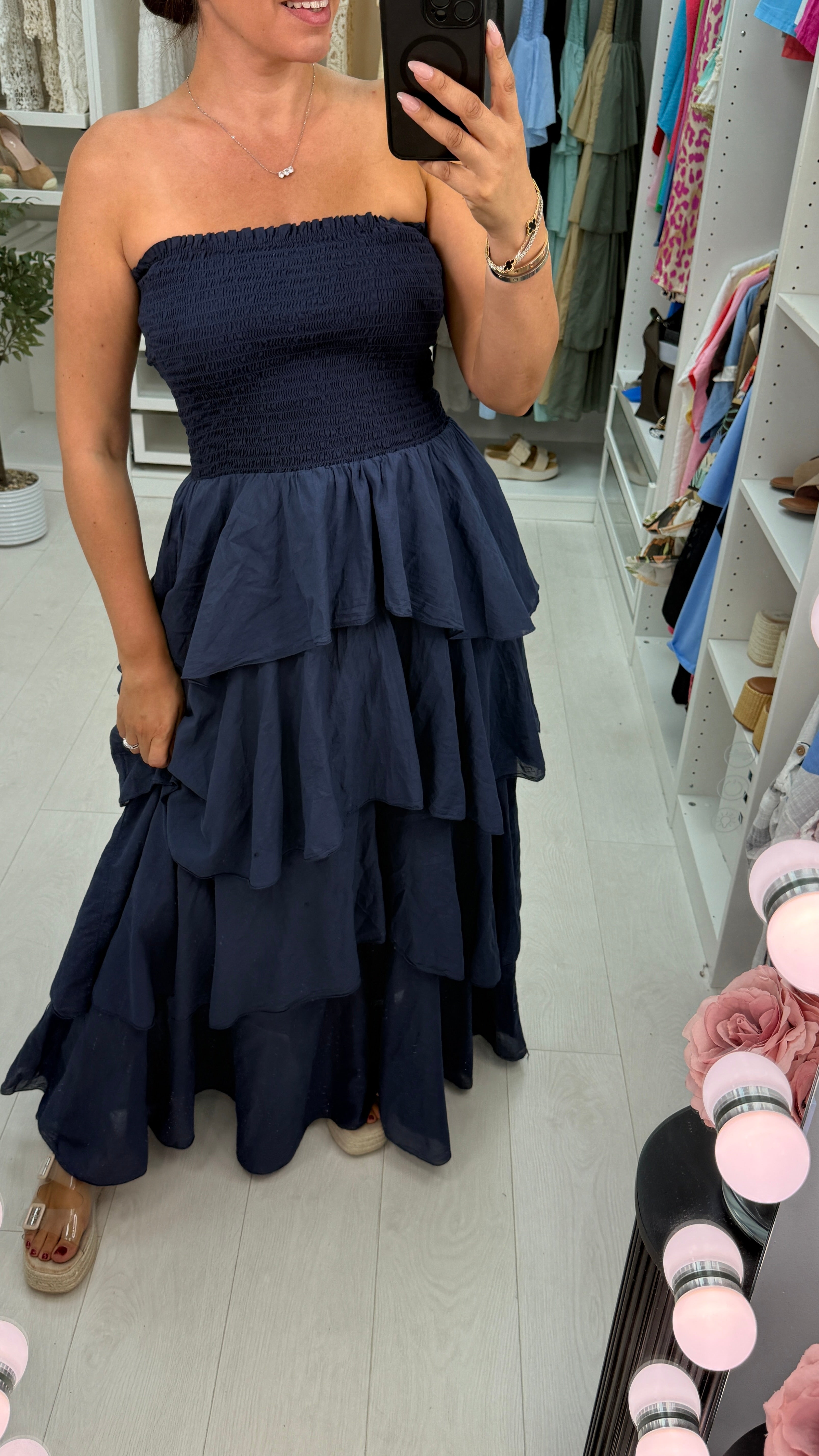 Dovina Strappy Maxi Ruffle Dress