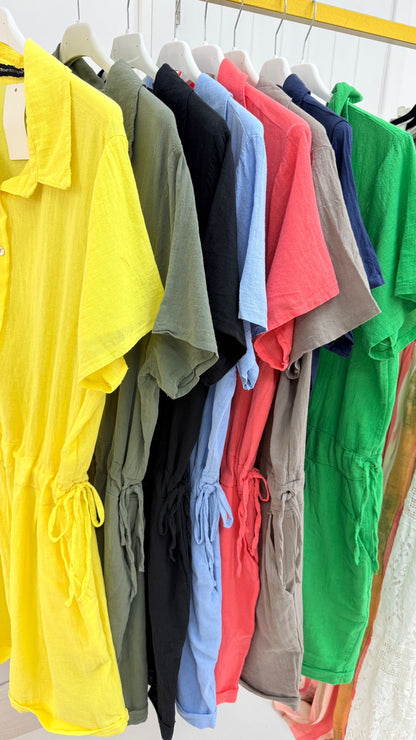 Amelie Plain Adjustable Tie Side Playsuit