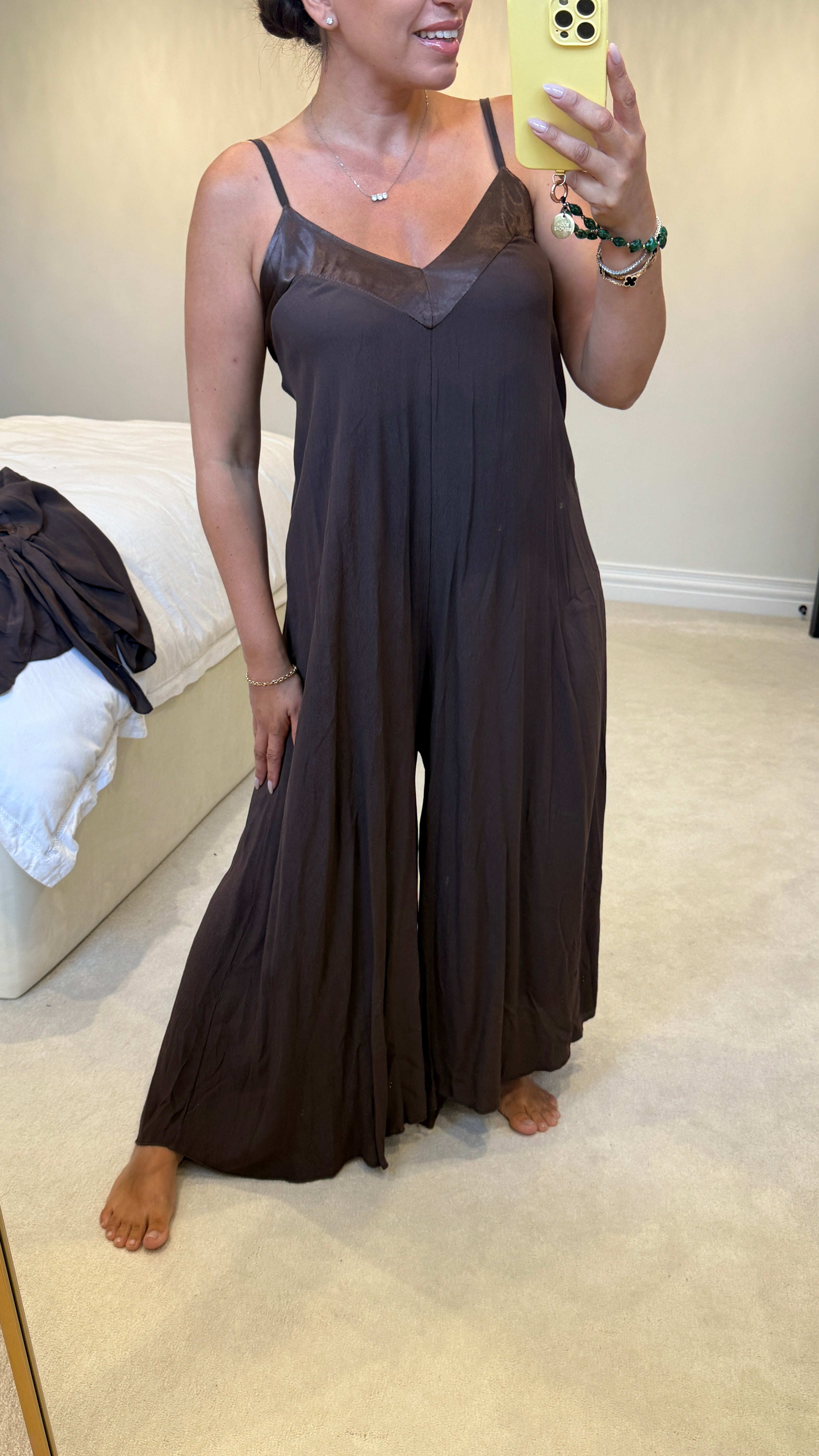 Melis Satin Edge Wide Leg Jumpsuit