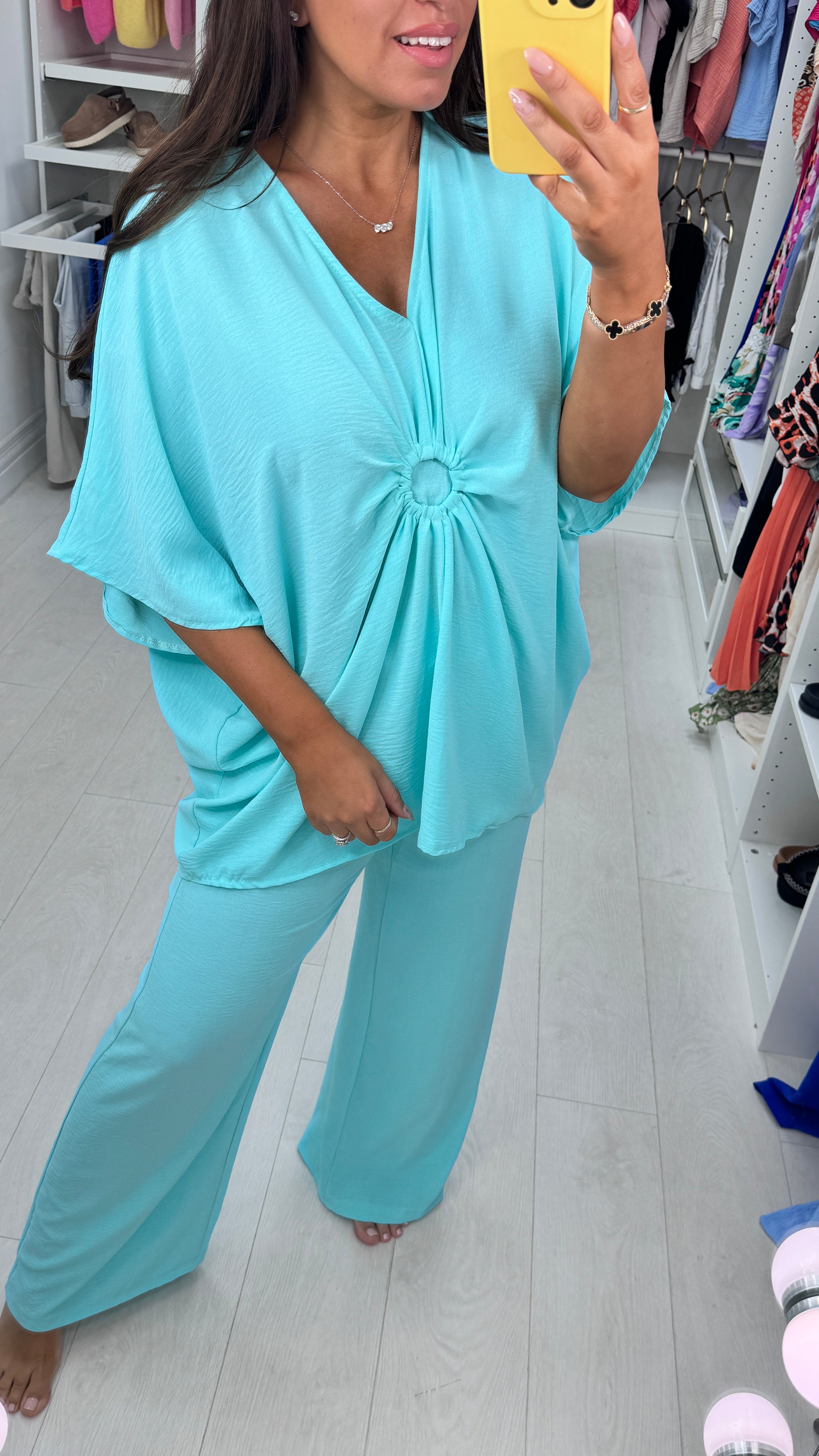 Azalea Circle Ruched Plain Co-ord Set