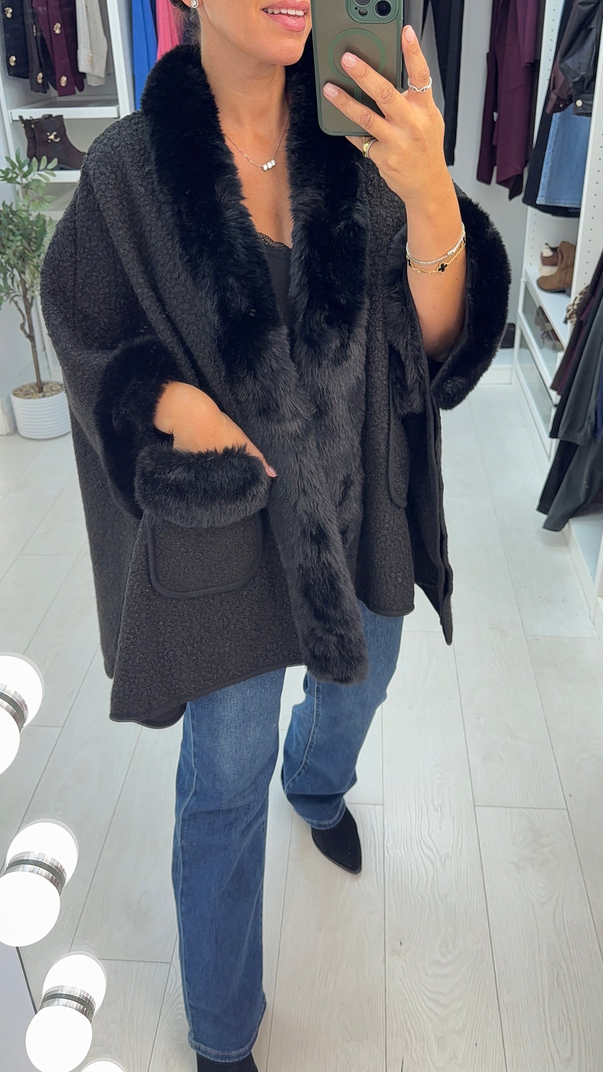 Skyler Faux Fur Trim Wrap