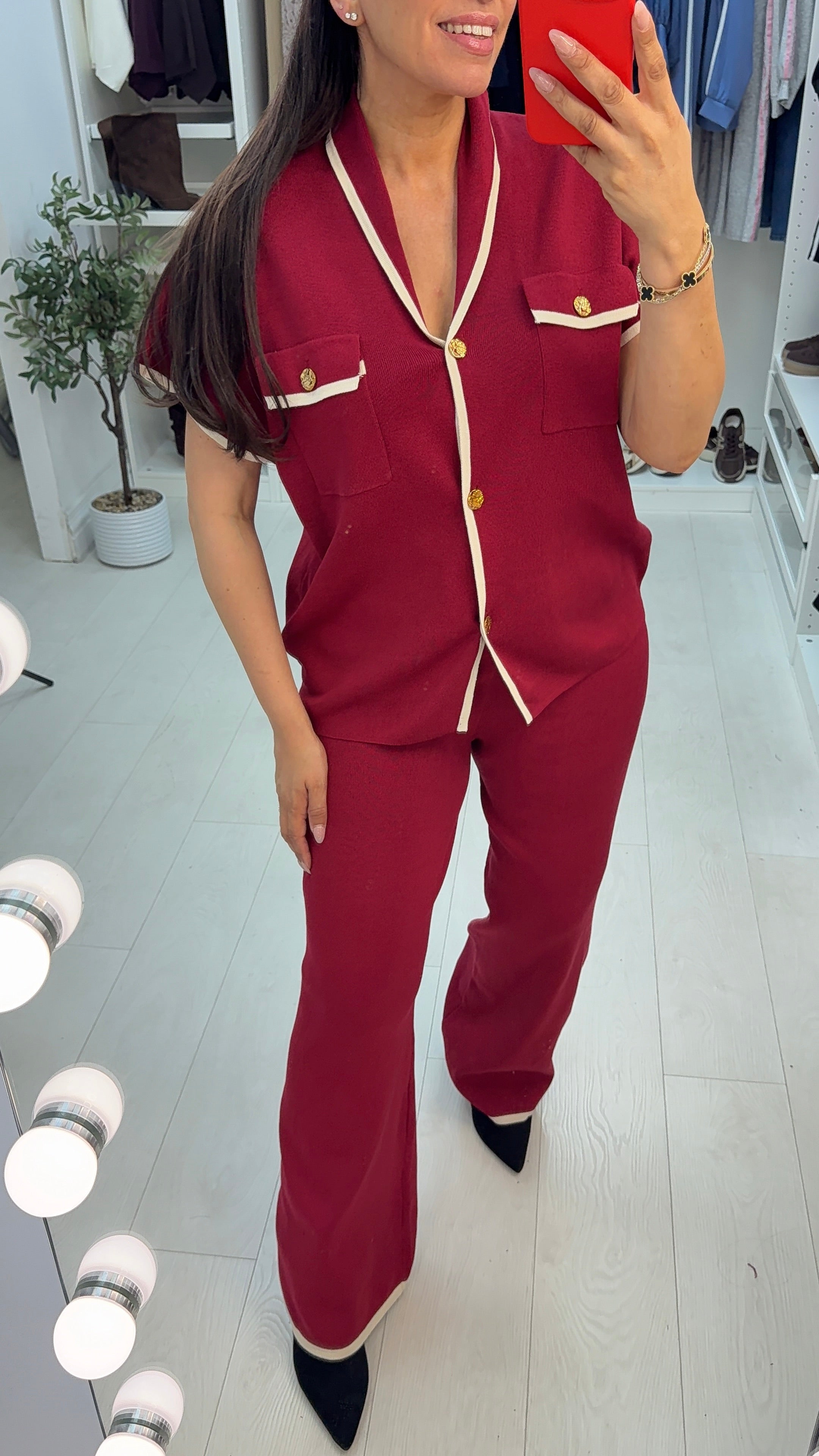 Renice Colour Block Hem V Neck Co-Ord Set