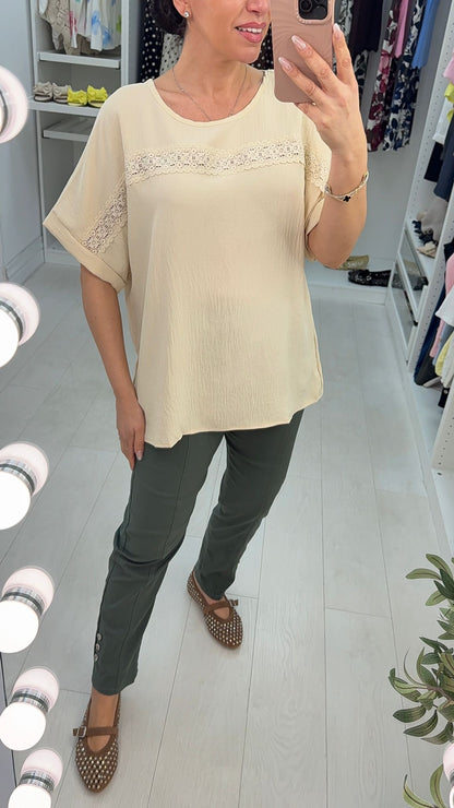 Charley Plain Lace Detailed Loose Fit Top