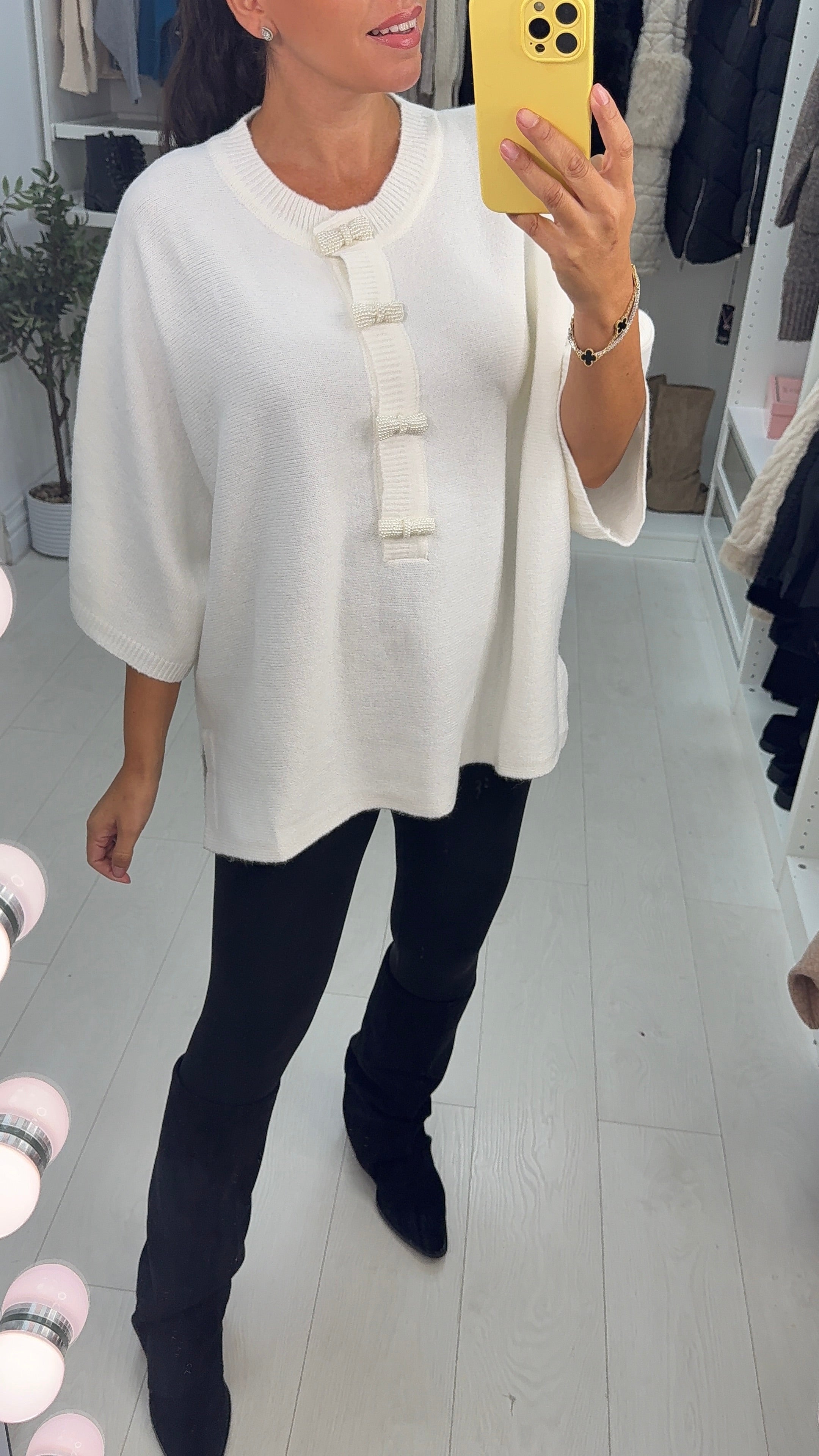 Luisana Plain Short Sleeve Loose Fit Knit Jumper