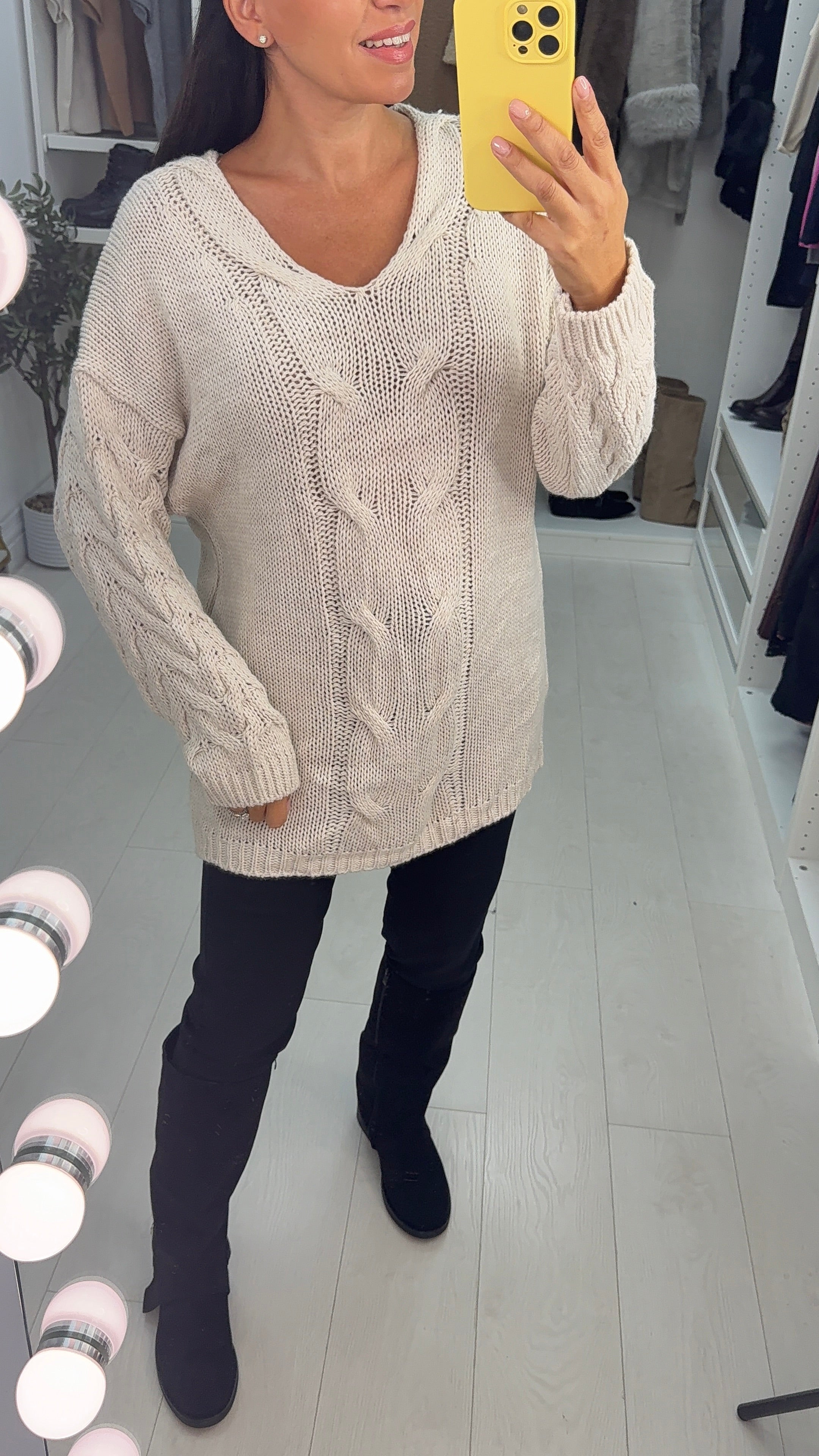 Luciana Plain Chunky Cable Knit Jumper