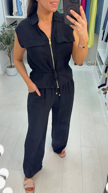 Malia Plain Sleeveless Drawstring Waist Co-Ord Set