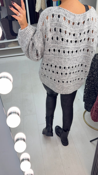 Cienna Chunky Eyelit Stitch Knit Jumper