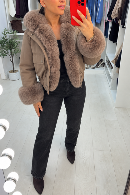 Marena Faux Fur Detailed Hooded Coat