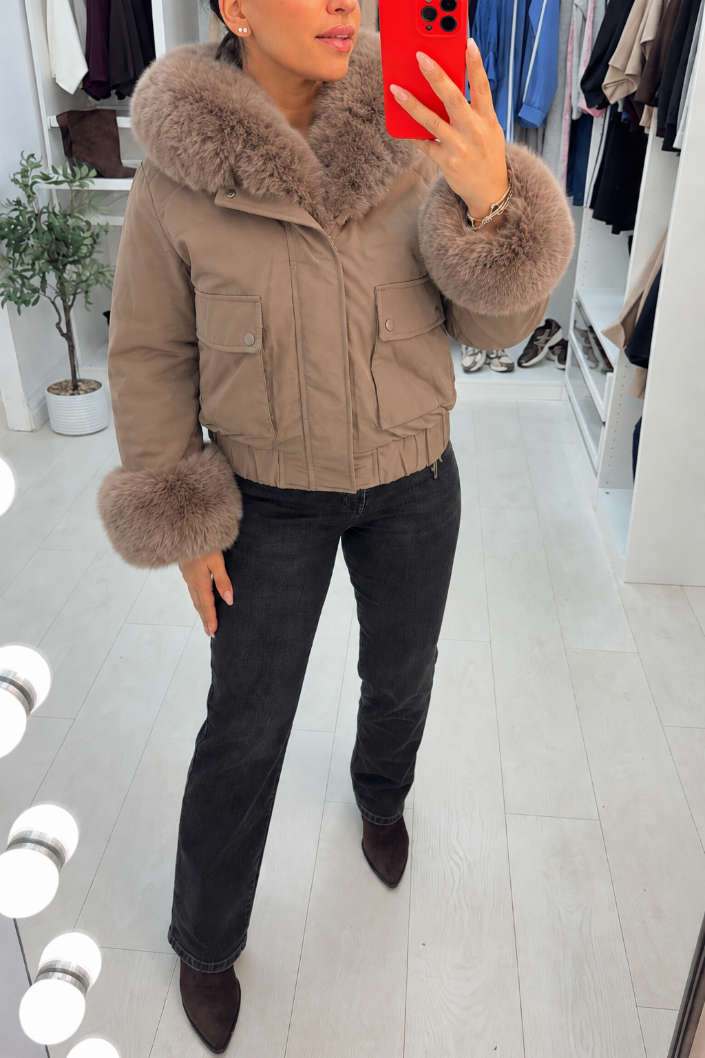 Marena Faux Fur Detailed Hooded Coat