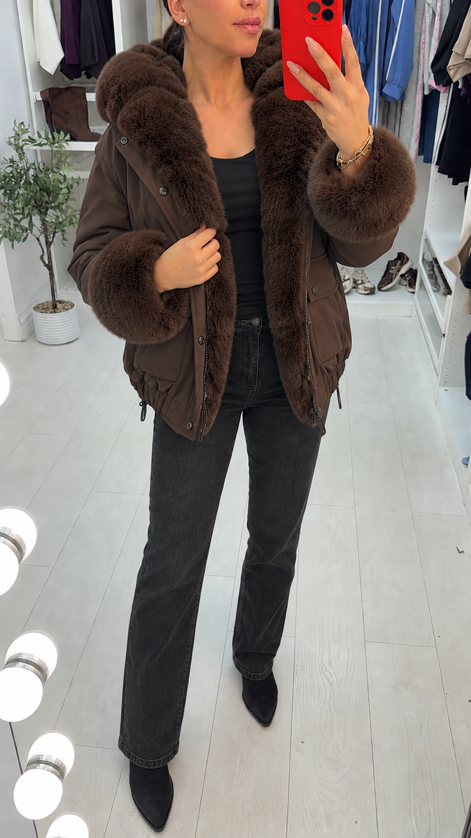 Marena Faux Fur Detailed Hooded Coat