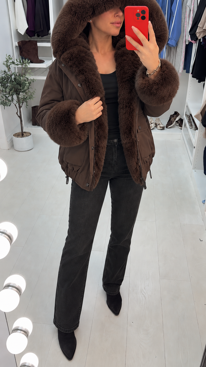Marena Faux Fur Detailed Hooded Coat